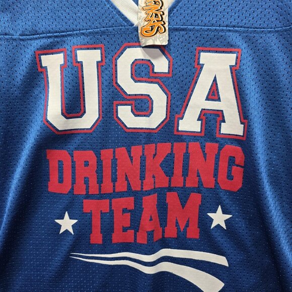 Spencers USA Drinking Team Shirt Womens Medium Jersey Mesh Patriotic Fun Top - Picture 4 of 10